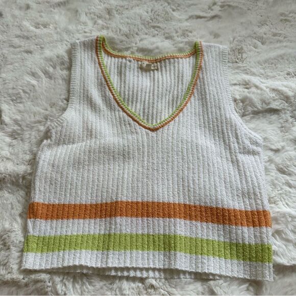 Pacsun/LA Hearts white green and orange knit sweater vest - Picture 5 of 5